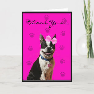 Kort för hälsning för tackBoston Terrier