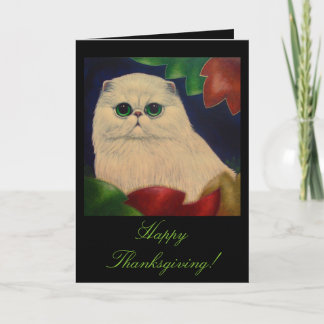 Kort för hälsning för THANKSGIVINGVITPERSIEN KATT