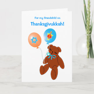 Kort för hälsning för Thanksgivukkah nallebaby