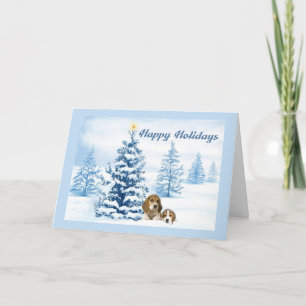 Kort för hälsning för träd för Beaglejul snöig