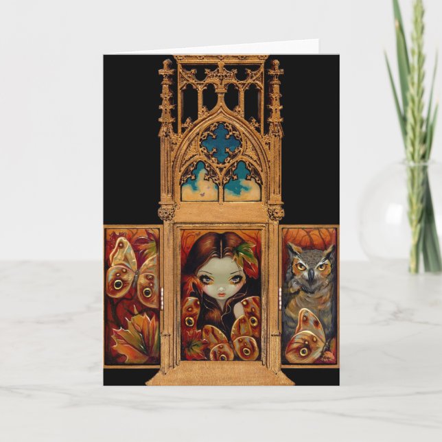 Kort för hälsning "för ugglafjärilsTriptych" (Framsida)