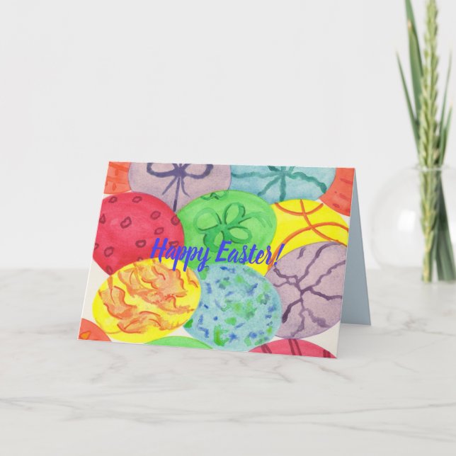 Kort för hälsning för vattenfärgpåskägg (Framsida)