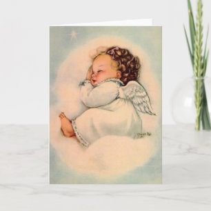 Kort för hälsning för vintagebabyängel