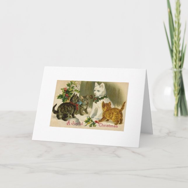 Kort för hälsning för vintagejulsnökatt (Framsida)