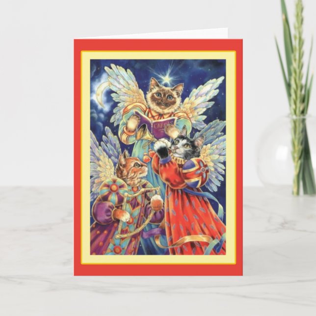 Kort för hälsning för vintagekattjul (Framsida)