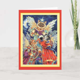 Kort för hälsning för vintagekattjul