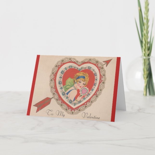 Kort för hälsning för vintageklaffvalentin (Framsida)