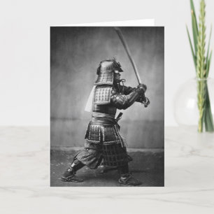 Kort för hälsning för vintageSamuraifoto