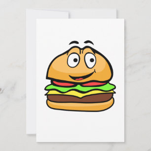 Kort för hälsning med tecknad hamburger