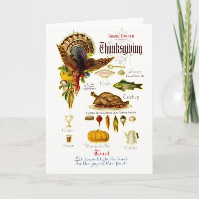 Kort för hälsning på antika Thanksgivingar (Framsida)