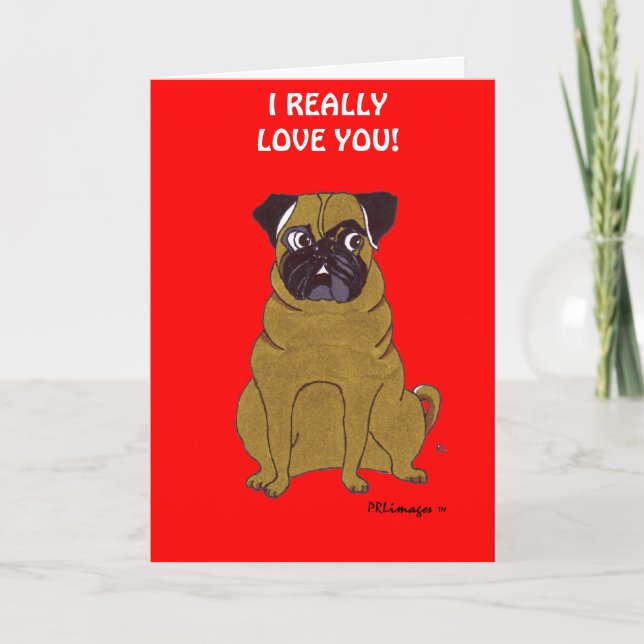 Kort för hälsning på Pug Valentine Day (Framsida)