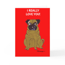 Kort för hälsning på Pug Valentine Day