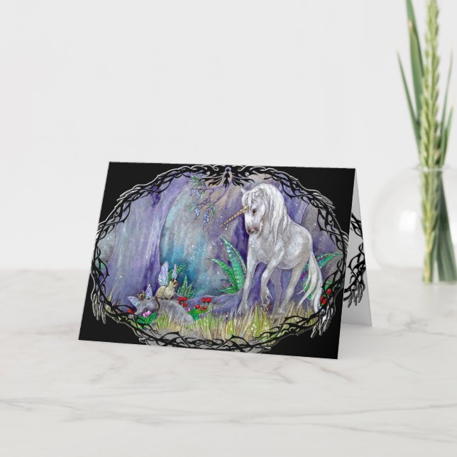 Kort för hälsning - Unicorn Fairy Cats (Framsida)