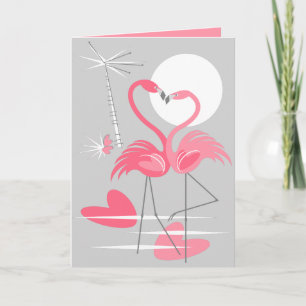 Kort för hälsningar för Flamingokärlek inre rosa
