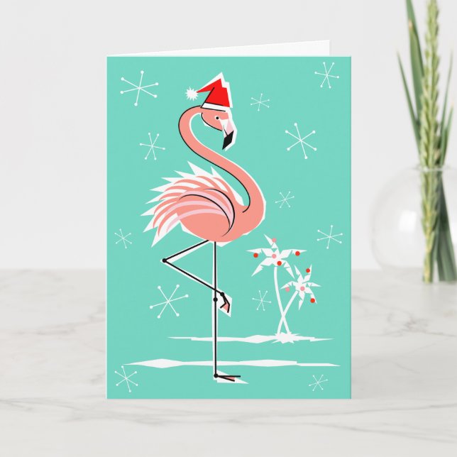 Kort för hälsningar för julFlamingoglad helg (Framsida)