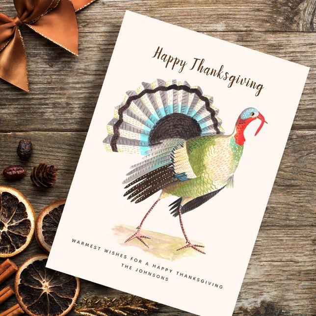 Kort för hälsningar för Turkiet stora | (Rustic Turkey Thanksgiving Greeting Holiday Card)