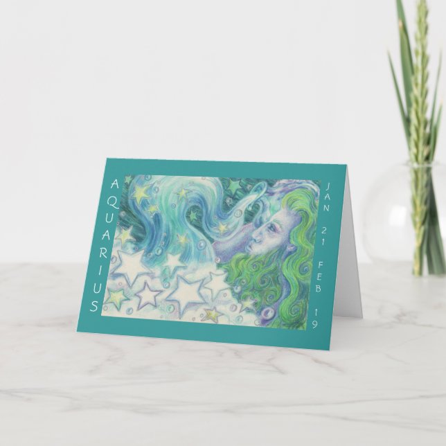 Kort för hälsningar för ZodiacAquarius"grattis på (Framsida)