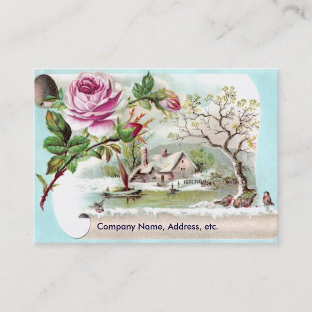 Kort för handel för rosa rosrullaVictorian (Framsida)