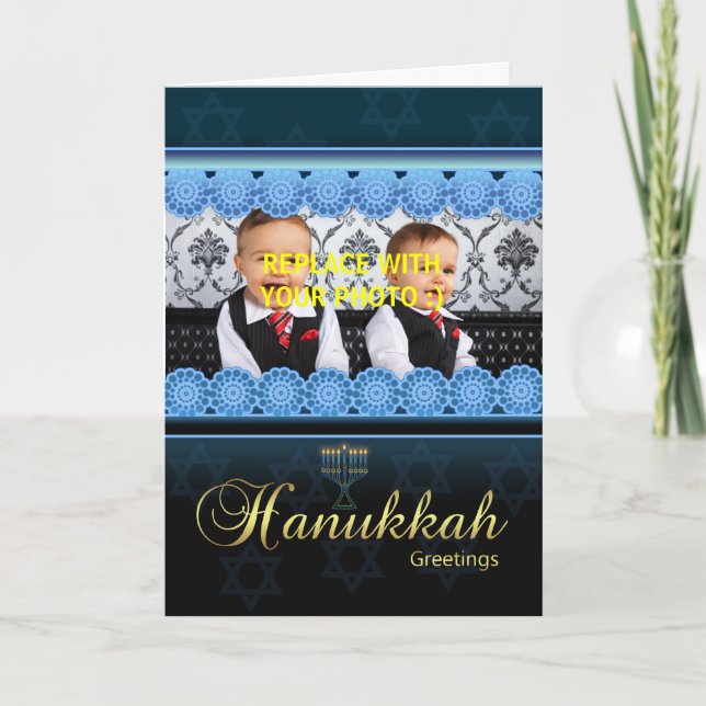 kort för hanukkah fotohälsning (Framsida)