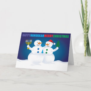 Kort för Hanukkah julsnögubbear