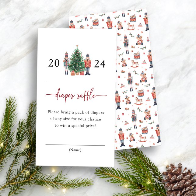 Kort för helgdag dubbla hölje (Diaper Raffle Card - Nutcracker Baby Shower Invitation by Painted Paperie)