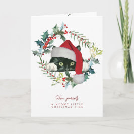 Kort för helgdag för Cute Cat Meowy-julen