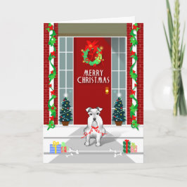 Kort för helgdag för god jul för vitSchnauzerhund