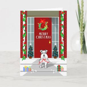 Kort för helgdag för god jul för vitSchnauzerhund