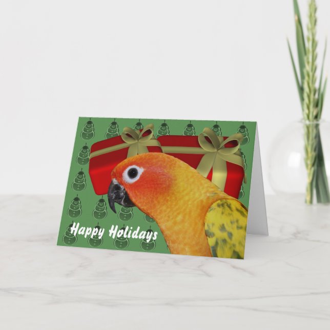 Kort för helgdag för jul för solConure papegoja (Framsida)