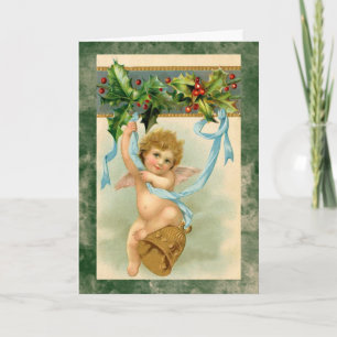 Kort för helgdag för jul för vintagecherubängel