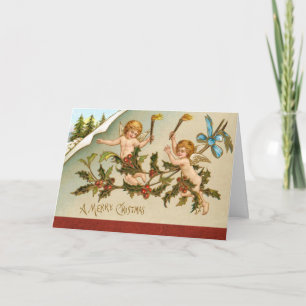 Kort för helgdag för jul för vintagecherubänglar