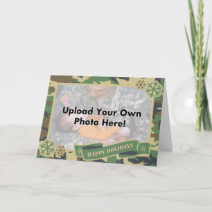 Kort för helgdag för mall för armékamouflagefoto