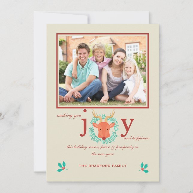 Kort för helgdag för renglädjefoto (Framsida)