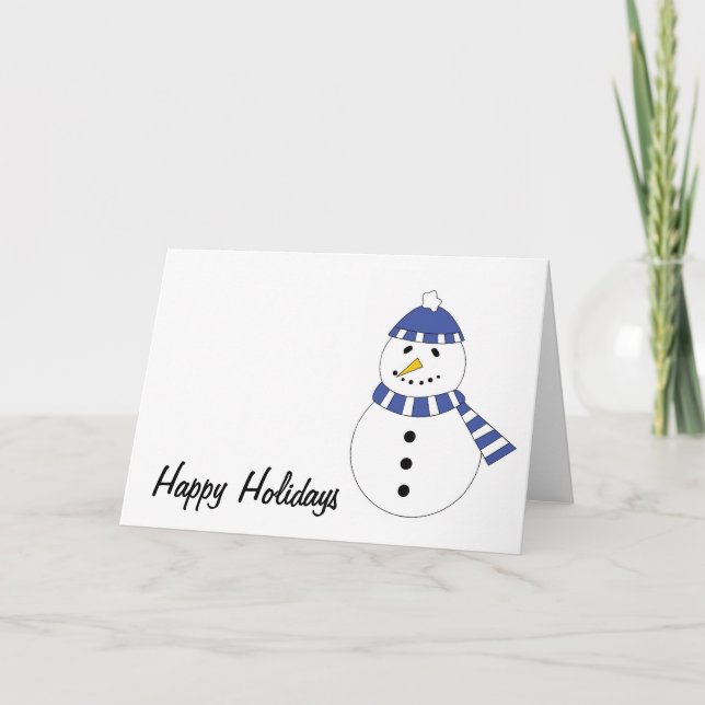 Kort för helgdag för snögubbeblåttkläder (Framsida)