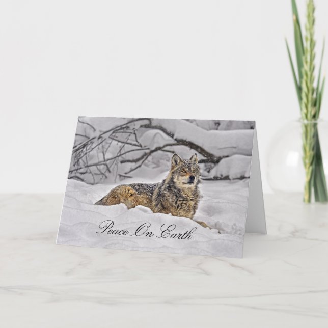 Kort för helgdag för varg för vargamerikangrå färg (Framsida)