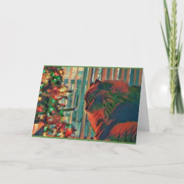 Kort för helgdag för vintagejulkatt