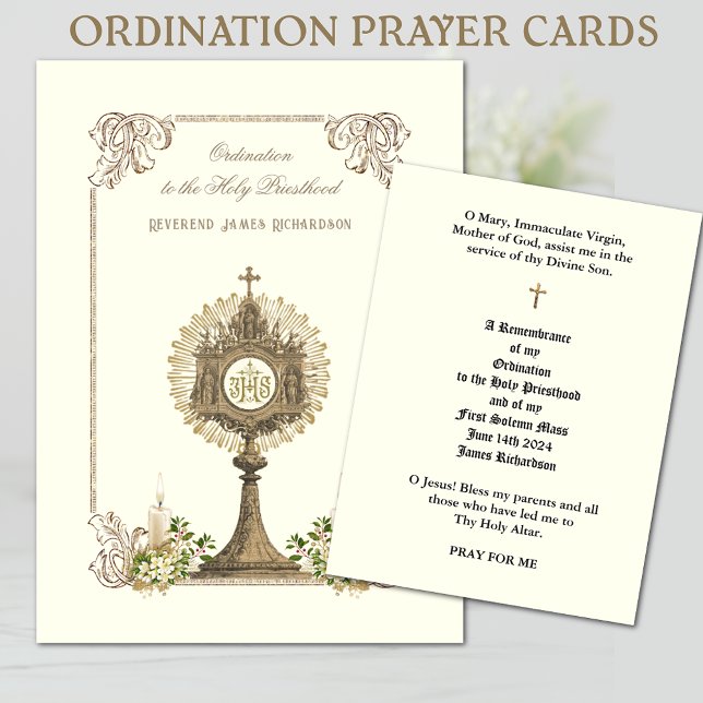 KORT FÖR HELIGA AV KATOLISK PRIESTERING (Easy to personalize Catholic Priest Ordination Prayer Cards)
