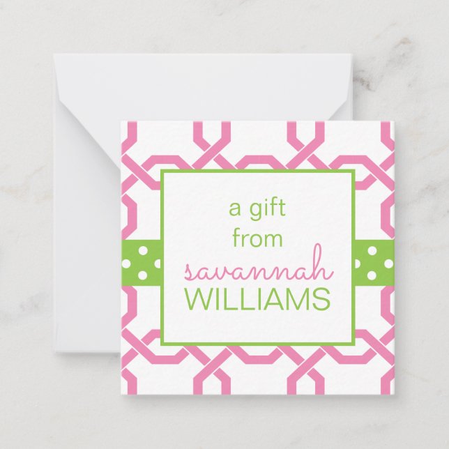 Kort för hölje för lattice & Grosgrain-gåvor (Framsida)