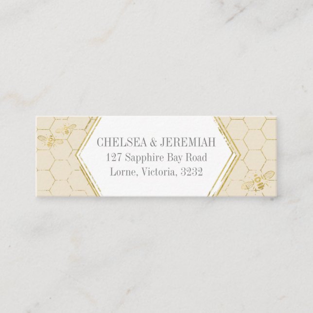 Kort för honungsbin Cream Guld Mönster Anpassnings (Framsida)