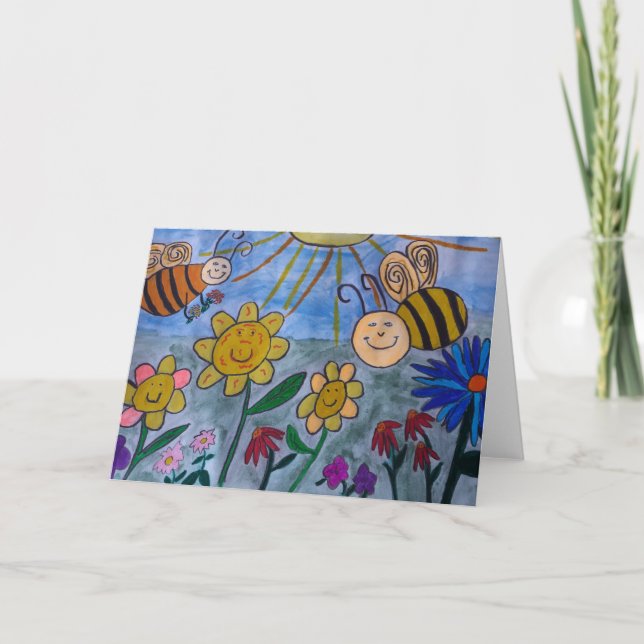 Kort för honungsbin och blommor (Framsida)
