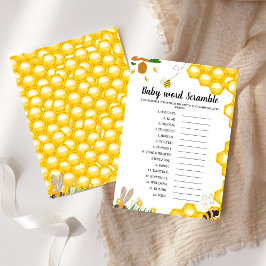 Kort för honungsbin ord-skammusslor för babyduschs