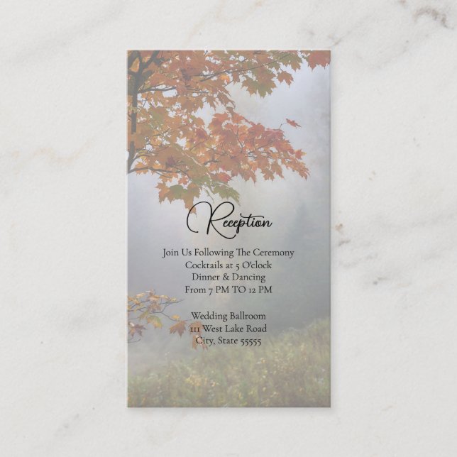 Kort för Höst löv Rustic Reception-hölje (Framsida)