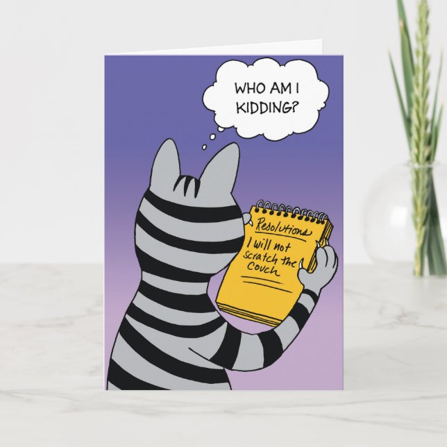 Kort för humor för nytt år för kattupplösningar (Framsida)