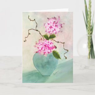 Kort för Ikebana blom- vattenfärghälsning