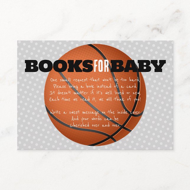 Kort för inbjudan till basketböcker för bebis (Basketball Books for Baby Inserts)