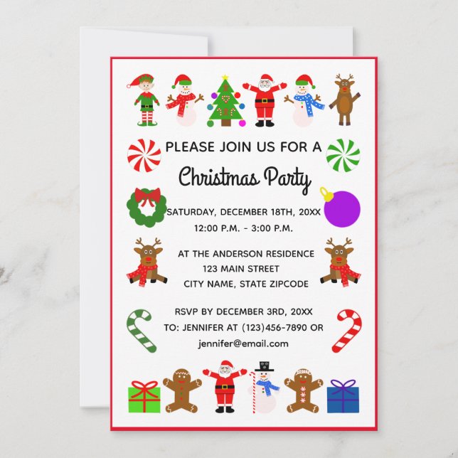 Kort för inbjudan till jul Ram #3 (Framsida)