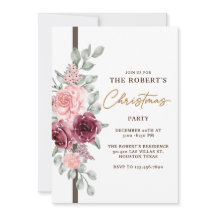 Kort för inbjudan till julfest för blommigt