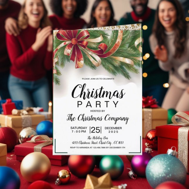 Kort för inbjudan till julfest - Guld Orn (Skapare uppladdad)