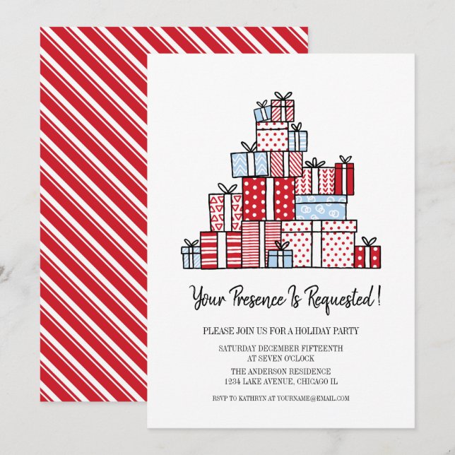 Kort för inbjudan till Julfest om julgåvor (Fram/baksida)