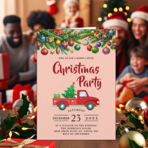 Kort för inbjudan till julfest: Red Lastbil Design